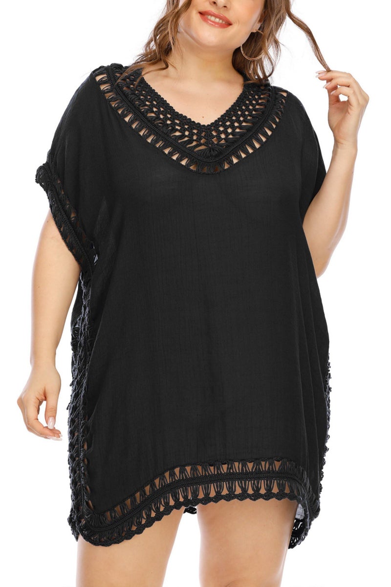 Adisputent Swimsuit Cover Ups for Women Black Chiffon Beach Wear Mesh Tassel Crochet Bathing Suits Coverups Swimwear Dress, Black - Image 5